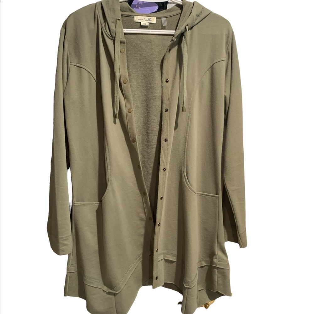 Simply Noelle olive hooded cardigan